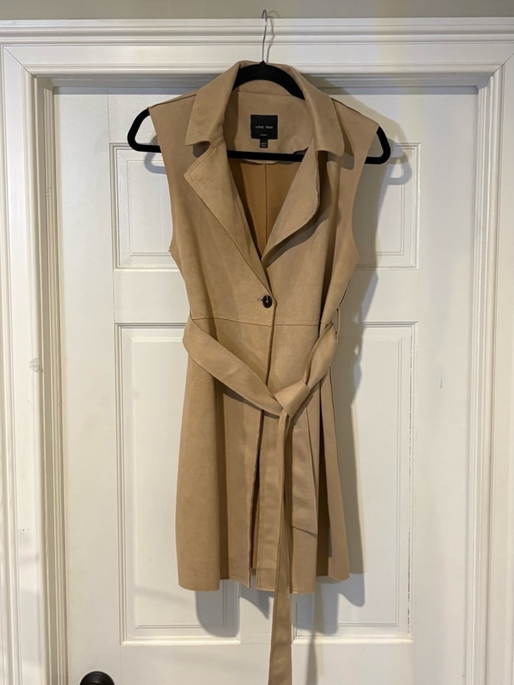 Love Tree Camel Suede-Look Sleeveless Trench Vest